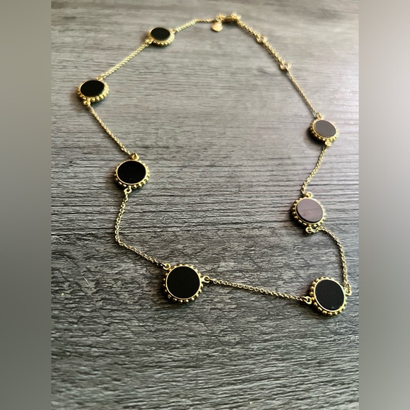 Ann Taylor Jewelry - Ann Taylor Black Coin‎ Station Necklace 16”